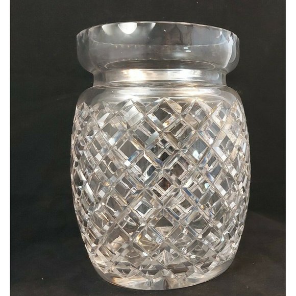 ABP American Brilliant Period Cut Glass~Crystal Heavy Vase Criss Cross~8.5” tall - Picture 1 of 9
